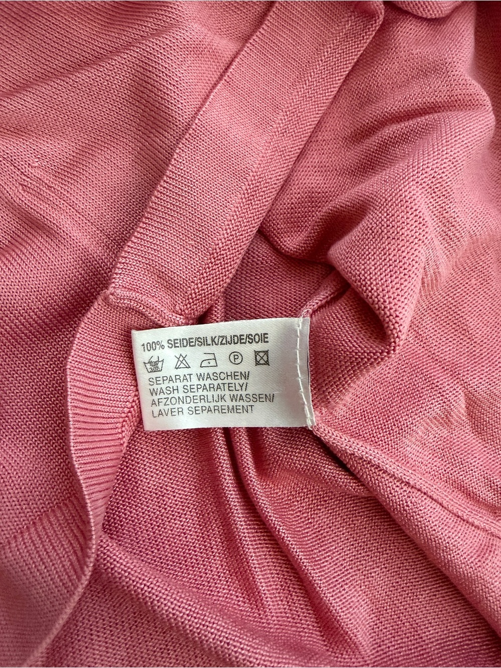 Marco Pecci 100% pure silk pink, short-sleeve knit top - Picture 4 of 7